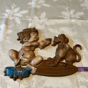Vintage Toddler and Dog Sexton Wall Decor